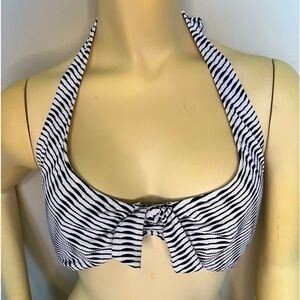 Tommy Bahama Island Cays Halter Swim Bikini Top Tie  Striped Blue White Med M